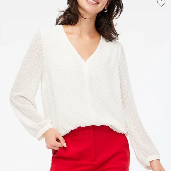 J. Crew Factory V-Neck Clip-dot Women's Blouse - Picture 1 of 5